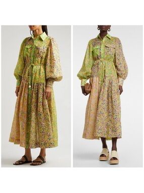 ALEMAIS Daisy Patchwork Shirt Dress Size 4 US​​